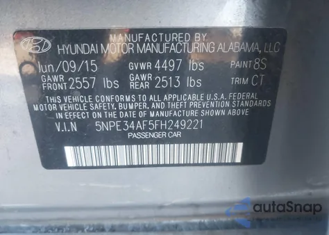 2015 Hyundai Sonata Limited z USA, uszkodzony, nr VIN 5NPE34AF5FH249221